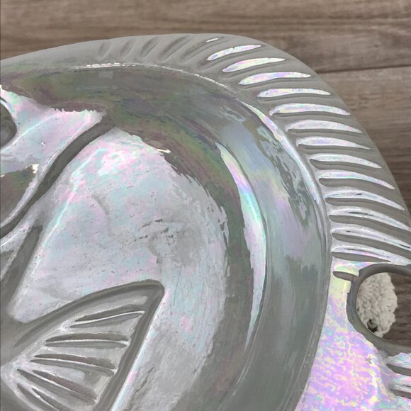 Vintage Iridescent Fish Soap Dish or Vanity Tray in Gray, 80s Bathroom - Picture 9 of 12